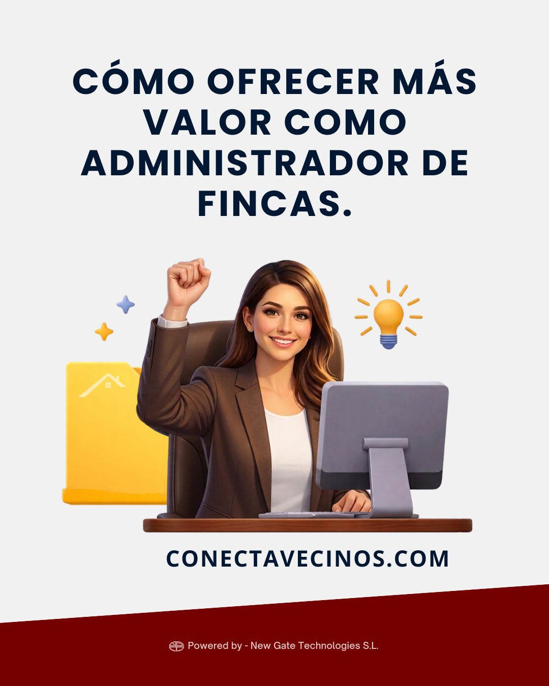 Imagen de administradora levantando un puño en modo celebración para el artículo: cómo ofrecer más valor como administrador de fincas